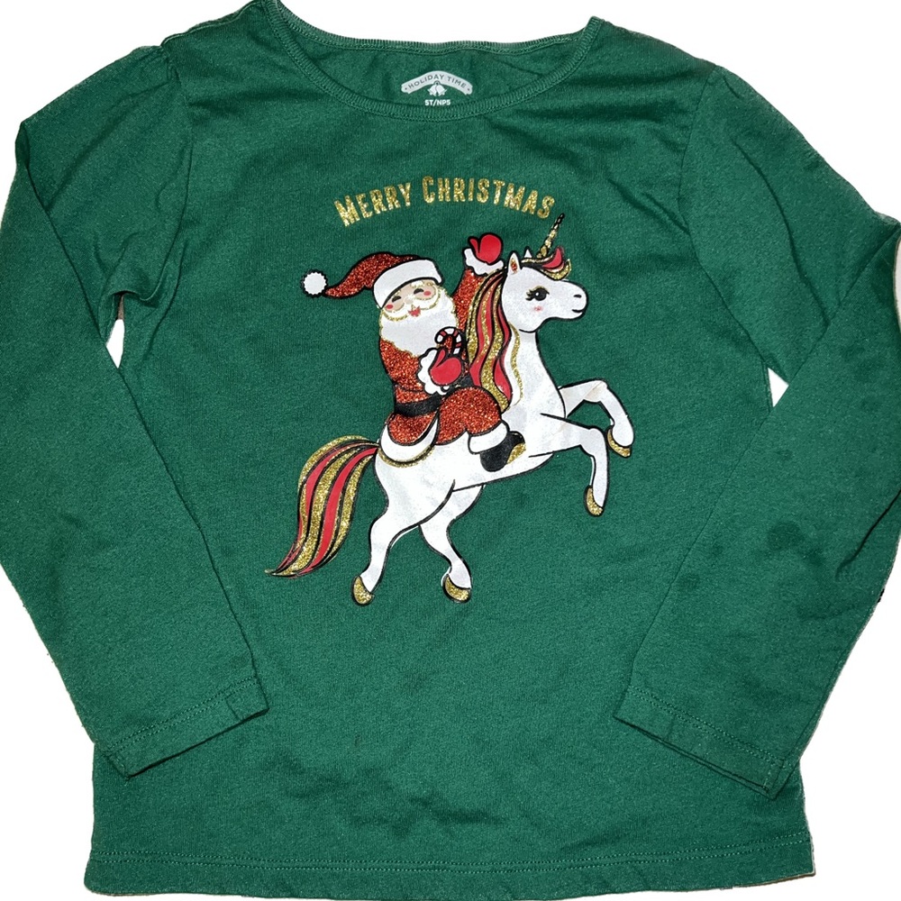 Santa riding Unicorn Christmas Shirt